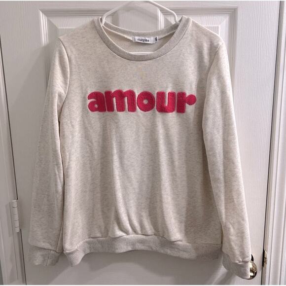 Jubylee Women's Amour Valentine's Day Crew Neck Sweatshirt Size M/L Pink Love - Picture 1 of 6